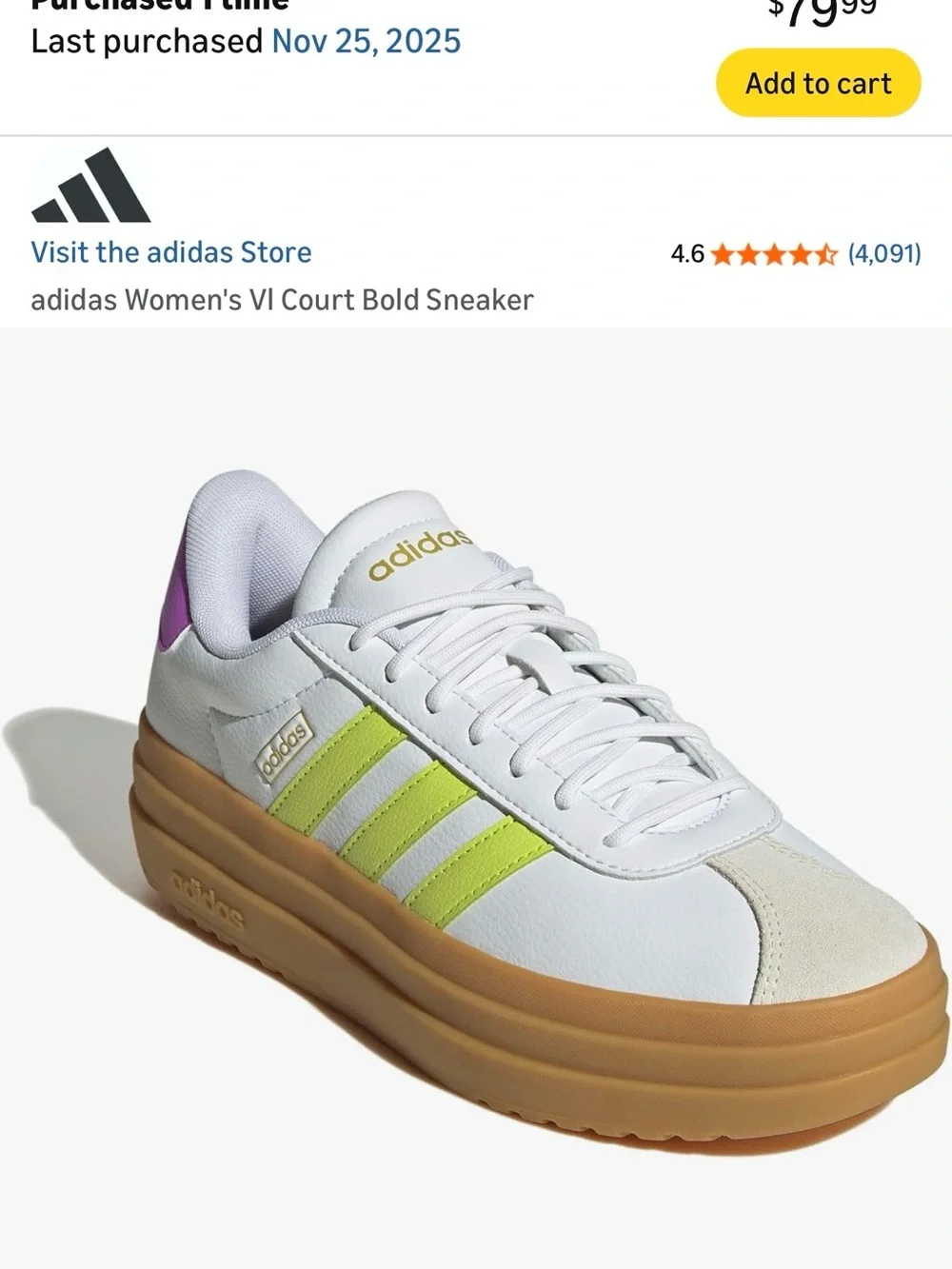 adidas White Sneakers with Gum Sole and Black Accents - Picture 8 of 8